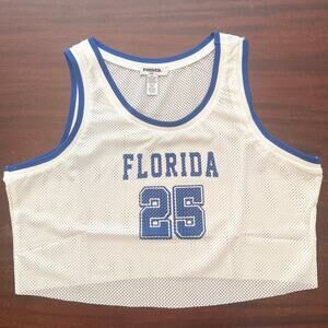 RSQ New | Florida 25 Cropped White Mesh Tank Top Basketball Jersey with blue | L